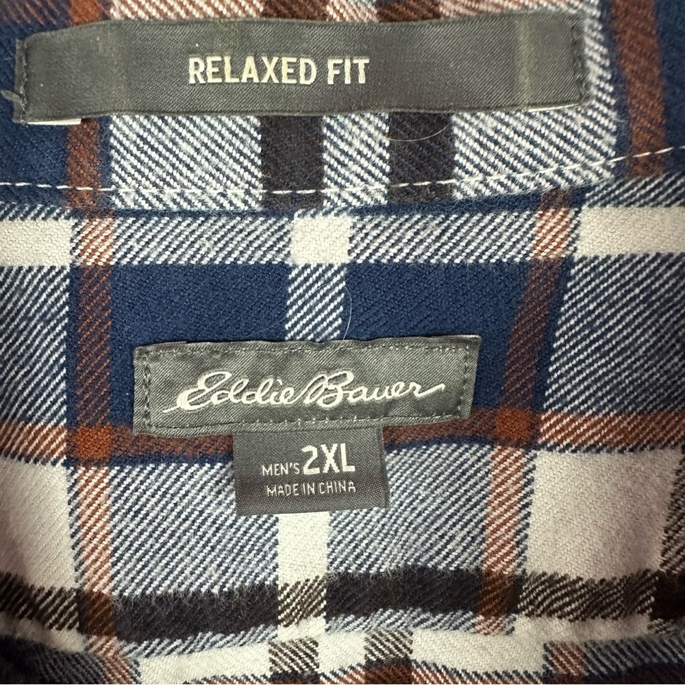 Eddie Bauer heavy flannel Casual Button Down Shirt plaid relaxed fit sz 2XL - Picture 2 of 8